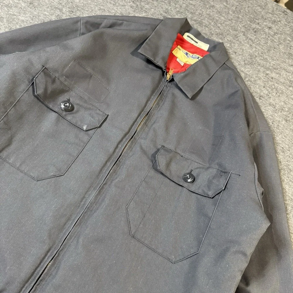 Vintage 70s Work Wear Corporation Gray Mechanics Garage Quilt Lined Jacket M